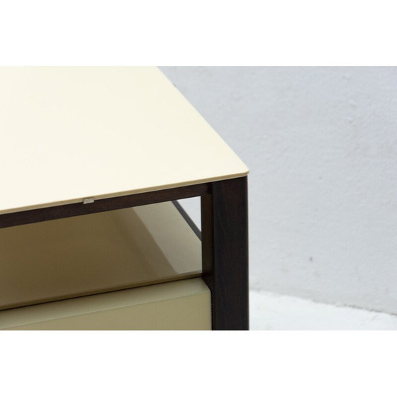 Image 1 of Vintage Nachttisch aus Buche und Glas, Tschechoslowakei 1960er Jahre