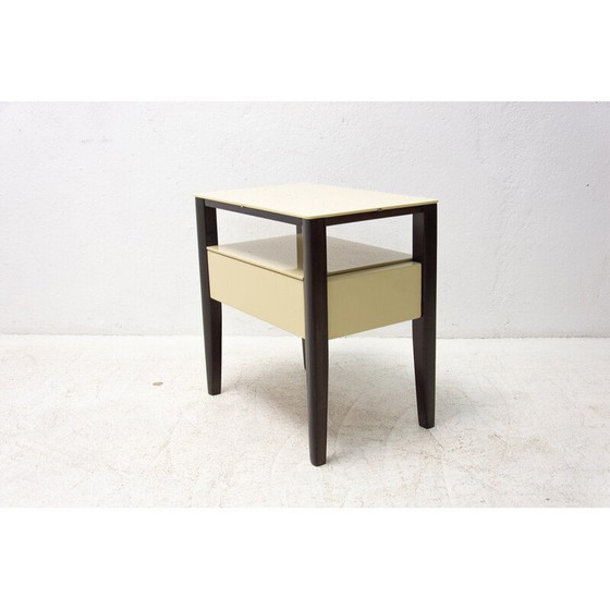 Image 1 of Vintage Nachttisch aus Buche und Glas, Tschechoslowakei 1960er Jahre