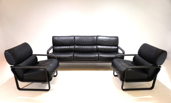 Image 1 of Drabert Lobbytop Leder Wohnzimmerset Sofa / Sessel von Otto Zapf, 1979