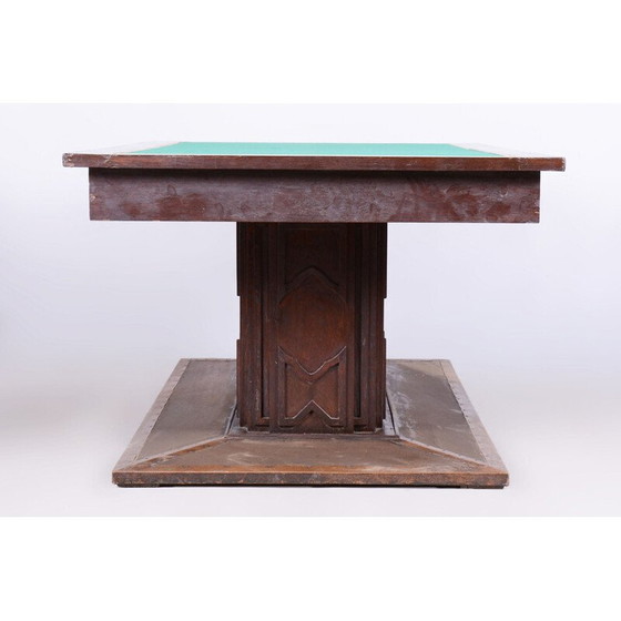 Image 1 of Vintage Art Deco Esstisch in Eiche und Kupferfurnier, Tschechoslowakei 1930
