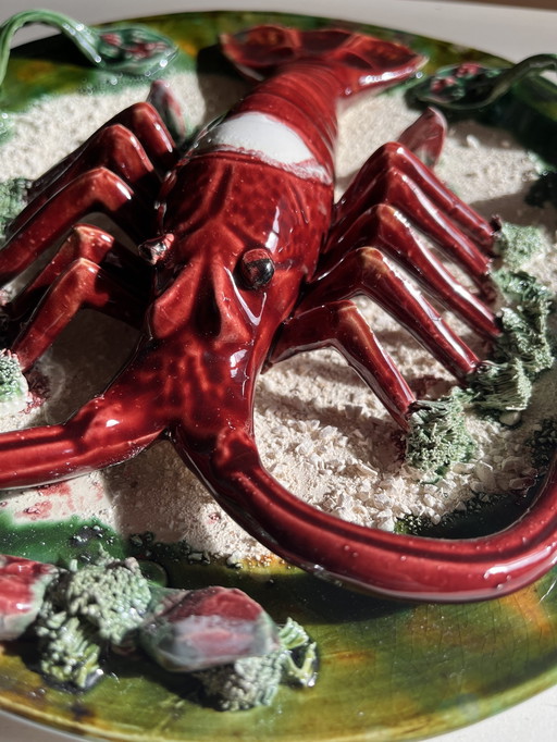 Große dekorative Schale aus Steingut von J. Caldas da Rainha