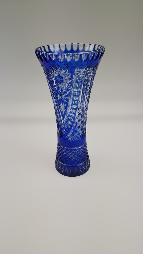 Image 1 of Blaue Kristallvase