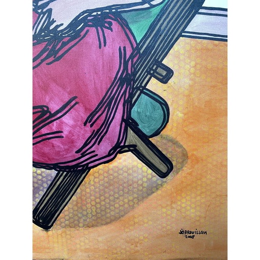 Vintage Acryl auf Leinwand von Jo Brouillon, 2008