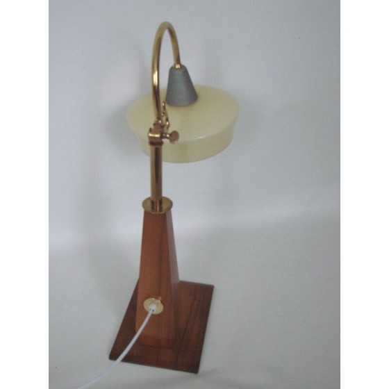 Image 1 of Vintage Art Deco Lampe aus Holz, Messing und Glas, 1960
