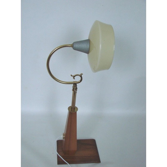 Image 1 of Vintage Art Deco Lampe aus Holz, Messing und Glas, 1960