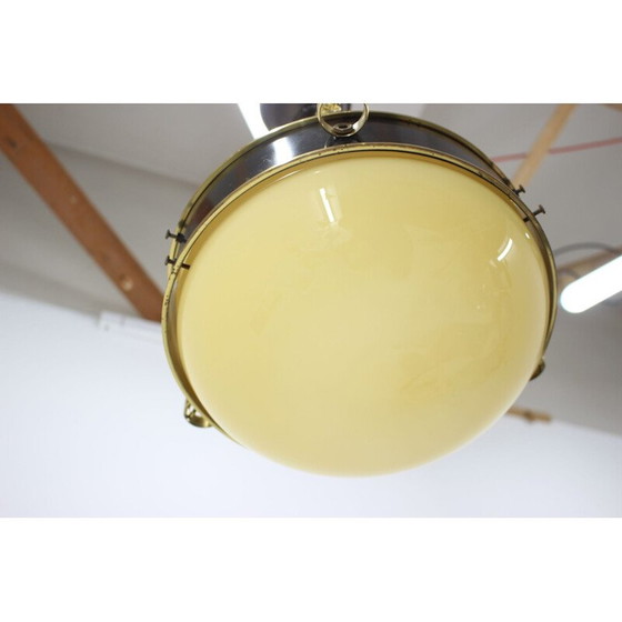 Image 1 of Paar alte Messing- und Glasaufhängungen, Tschechoslowakei 1950