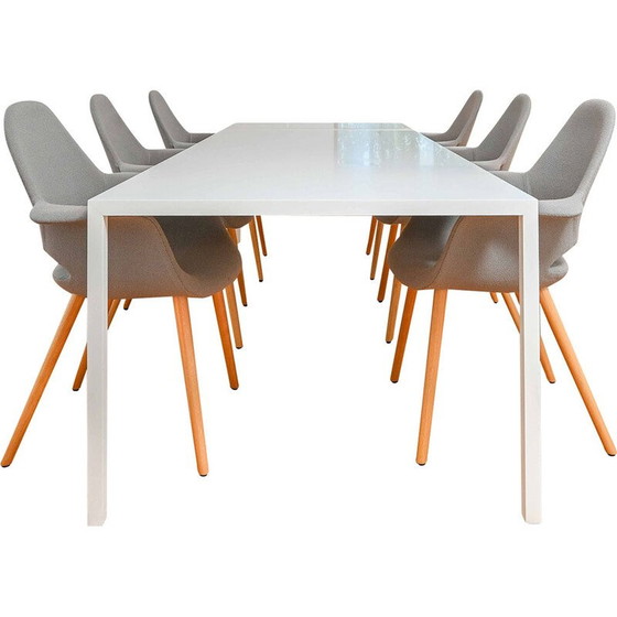 Image 1 of 6 Stühle aus Eiche und grauem Hallingdal-Stoff von Charles Eames und Eero Saarinen für Vitra, 1940er Jahre