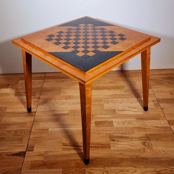 Image 1 of Vintage Thonet Spieltisch aus Bergahorn, Amaranth und Holzfurnier, 1950er Jahre