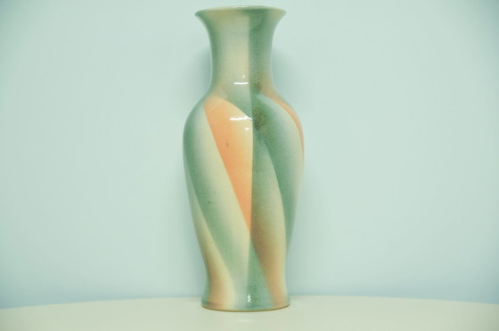 Image 1 of cremefarbene, rosa und blaue Westdeutschland-Vase Bay