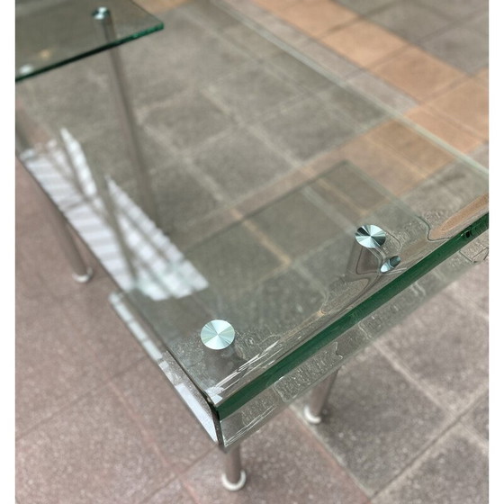 Image 1 of Vintage-Schreibtisch aus Glas und Edelstahl