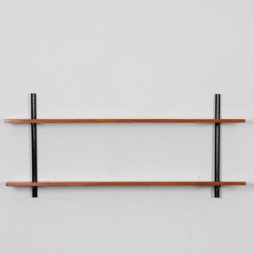 Vintage-Regal aus Holz und Metall, 2 Etagen, 1960