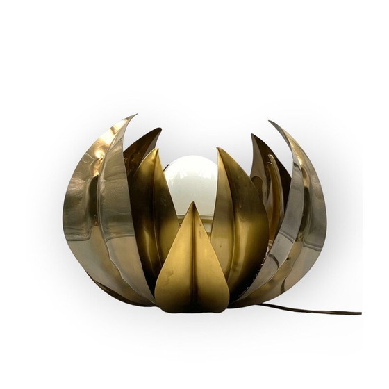 Image 1 of Vintage Lotosblume Messing Stehlampe, Italien 1970