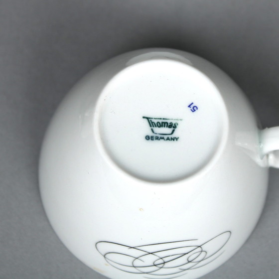 Image 1 of Raymond Loewy (1883-1986) Satz von 4 Teetassen und Untertassen, Rosenthal Continental China, Script Decor