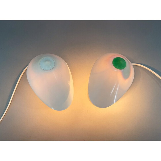 Image 1 of Paar alte weiße Bakelit-Tischlampen, Tschechoslowakei 1960