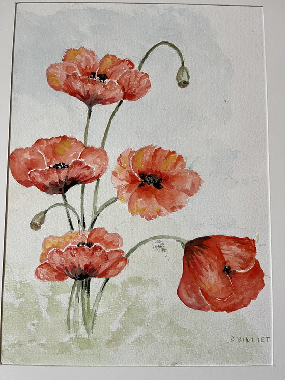 Image 1 of Aquarell Mohnblumen