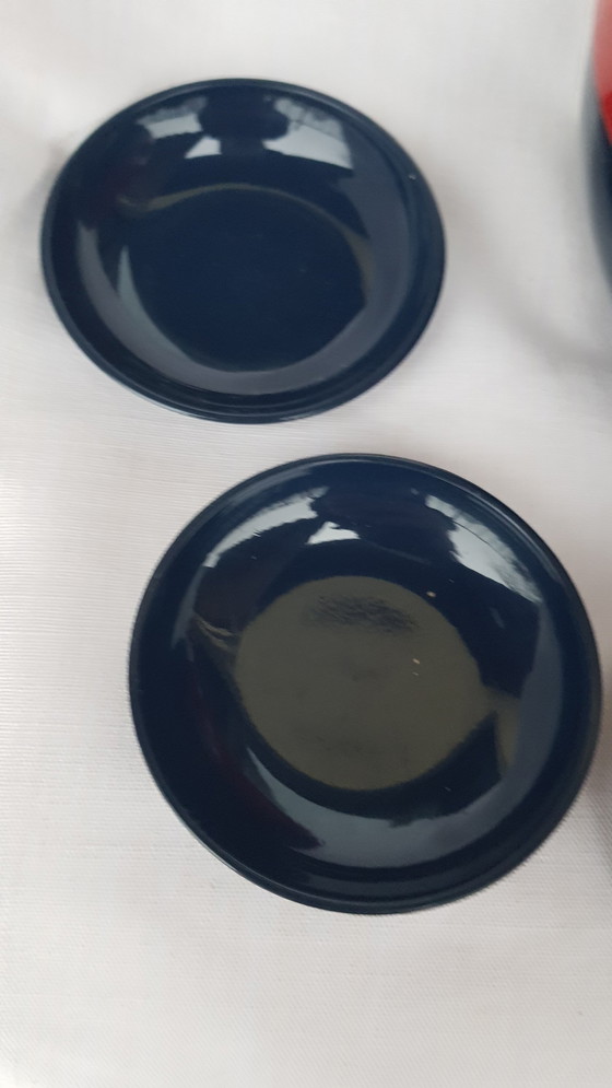 Image 1 of Space Age Design Snack-Set Melamin Rot-Blau Bowl + 5 Schalen