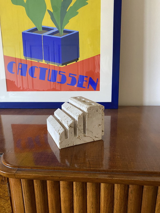 Image 1 of Enzo Mari, Travertin-Schreibtisch-Organisator, Fratelli Mannelli Italien 1970S