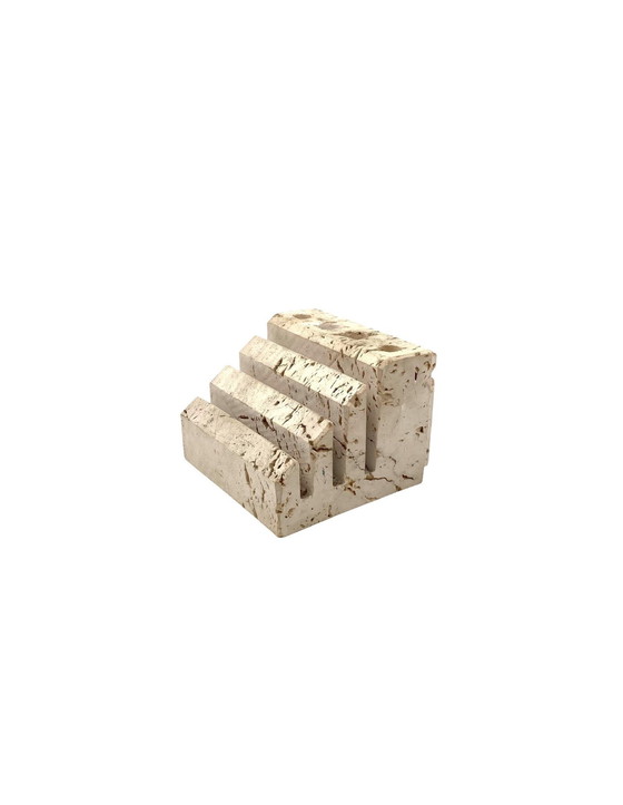 Image 1 of Enzo Mari, Travertin-Schreibtisch-Organisator, Fratelli Mannelli Italien 1970S