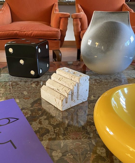 Image 1 of Enzo Mari, Travertin-Schreibtisch-Organisator, Fratelli Mannelli Italien 1970S