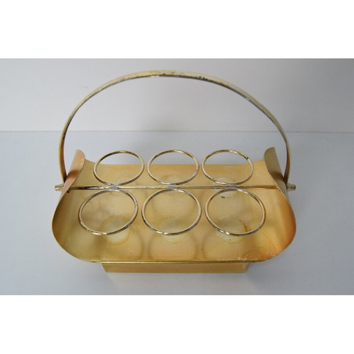 Vintage Schnapsgläser mit Retro-Bar, Tschechoslowakei 1960er Jahre