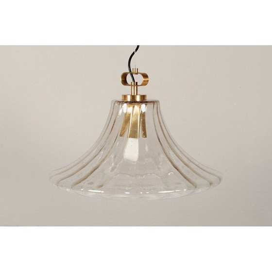 Image 1 of Vintage Pendelleuchte aus Glas und Messing von Limburg, Deutschland 1970