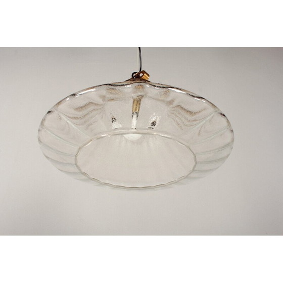 Image 1 of Vintage Pendelleuchte aus Glas und Messing von Limburg, Deutschland 1970