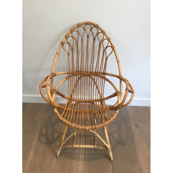 Image 1 of Paar Vintage-Rattansessel, Eiform, 1950