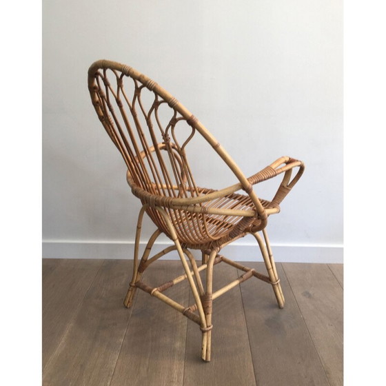Image 1 of Paar Vintage-Rattansessel, Eiform, 1950