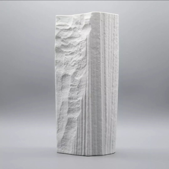 Image 1 of H33Cm Brutalistische Vase Martin Freyer Rosenthal Studio-Line Biskuit Porzellan Relief