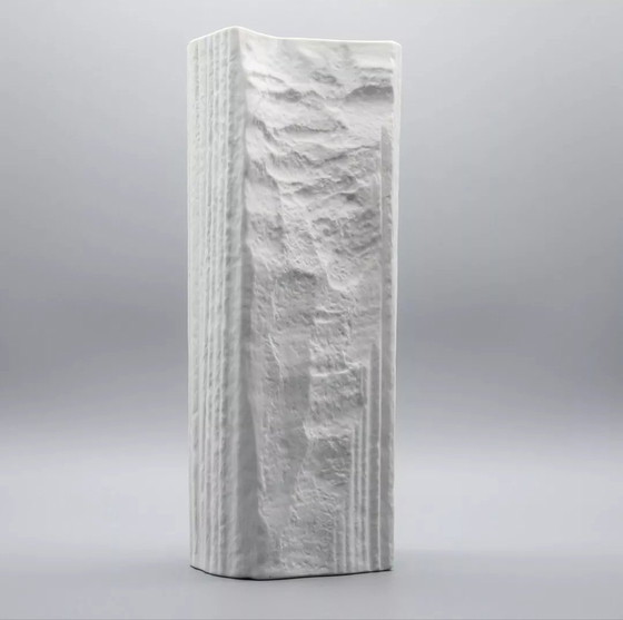 Image 1 of H33Cm Brutalistische Vase Martin Freyer Rosenthal Studio-Line Biskuit Porzellan Relief
