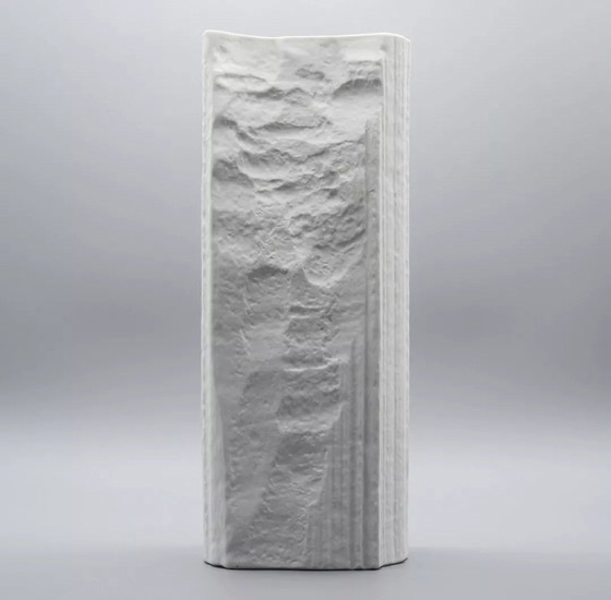 Image 1 of H33Cm Brutalistische Vase Martin Freyer Rosenthal Studio-Line Biskuit Porzellan Relief