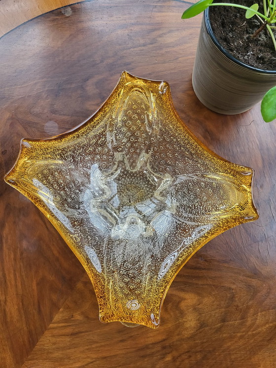 Image 1 of Murano L Tafelaufsatz, organisches Design, klares Muranoglas mit Blattsilber, Italien