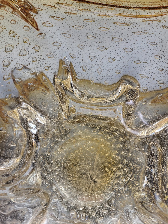 Image 1 of Murano L Tafelaufsatz, organisches Design, klares Muranoglas mit Blattsilber, Italien