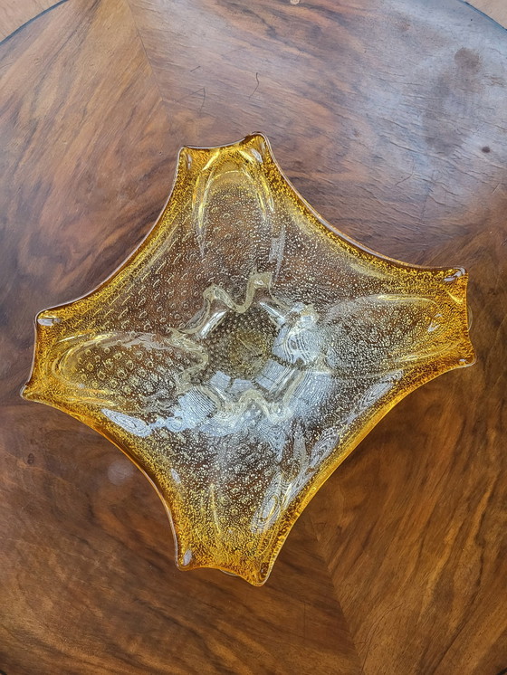 Image 1 of Murano L Tafelaufsatz, organisches Design, klares Muranoglas mit Blattsilber, Italien