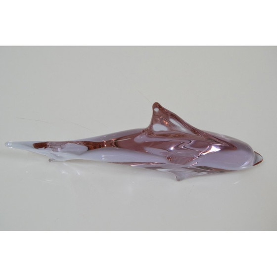 Image 1 of Mid Century Art Glasskulptur eines Delphins von Miloslav Janků für Zelezný Brod, Tschechoslowakei 1960er Jahre