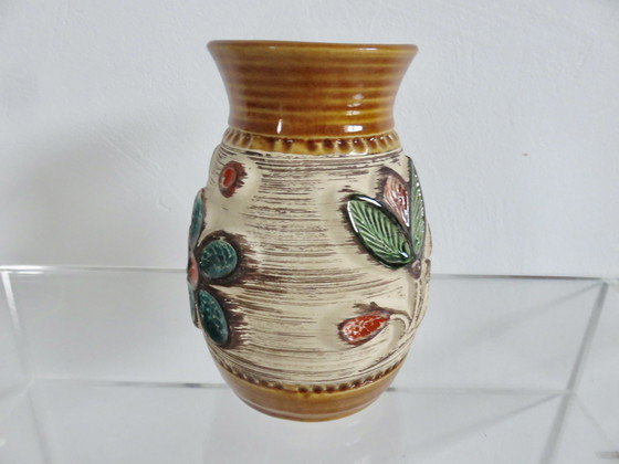 Image 1 of Keramikvase West Germany Mit Blumenmuster, 60er Jahre