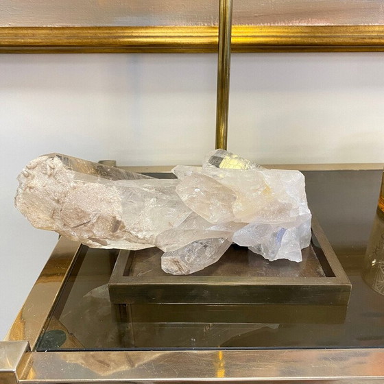 Image 1 of Vintage Tischlampe aus Bronze und Kristallquarz, Frankreich 1970