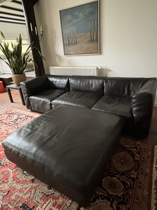 Walter Knoll 3 - sitziges Sofa mit Fußhocker