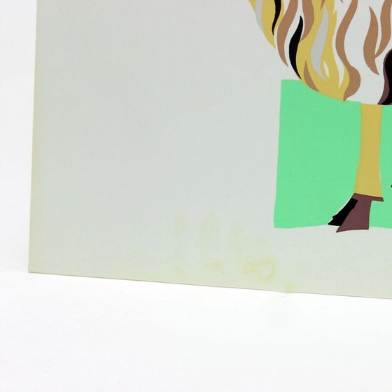 Image 1 of Vintage farbigen Kunststoff Wandkunst Illustration von Ram, Tschechoslowakei 1960