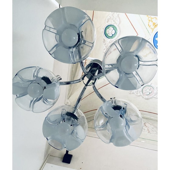 Image 1 of Vintage-Kronleuchter aus Chrom und Muranoglas von Mazzega, Italien 1960