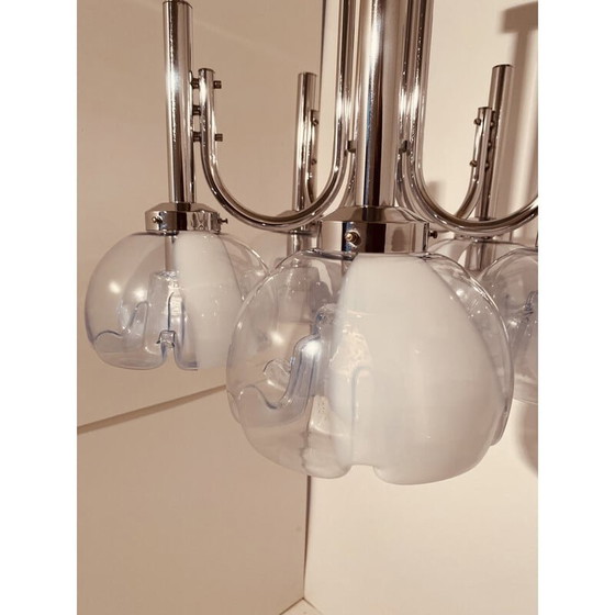 Image 1 of Vintage-Kronleuchter aus Chrom und Muranoglas von Mazzega, Italien 1960