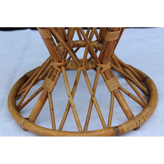 Image 1 of Vintage Beistelltisch aus Bambus und Glas - 1960er Jahre