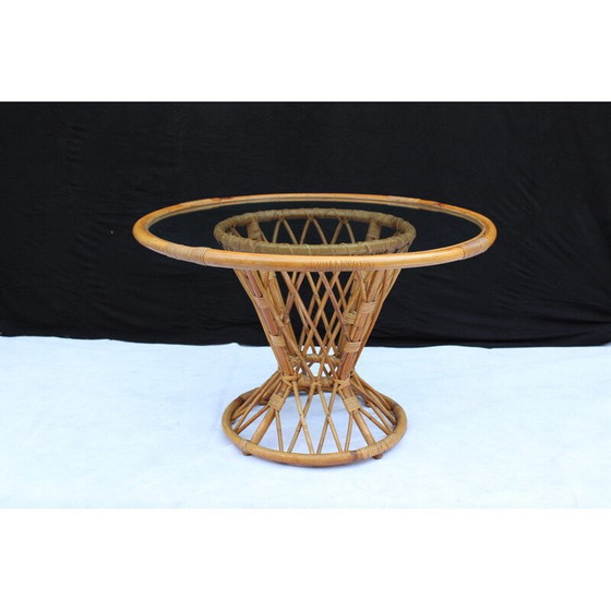 Image 1 of Vintage Beistelltisch aus Bambus und Glas - 1960er Jahre