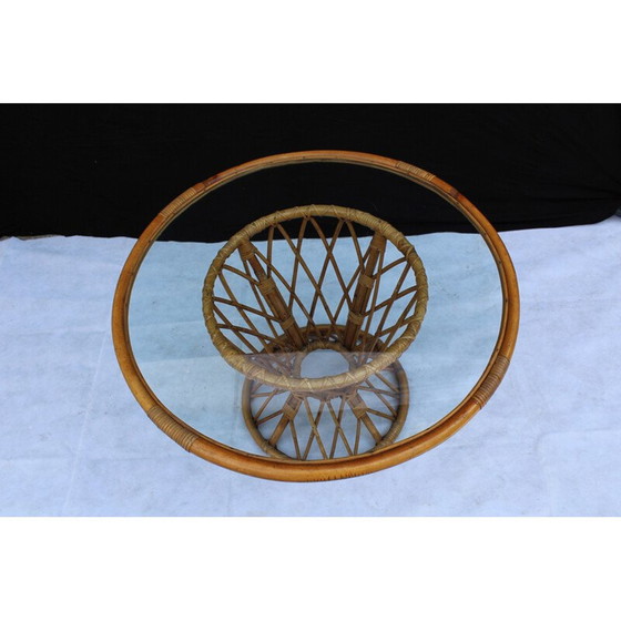 Image 1 of Vintage Beistelltisch aus Bambus und Glas - 1960er Jahre