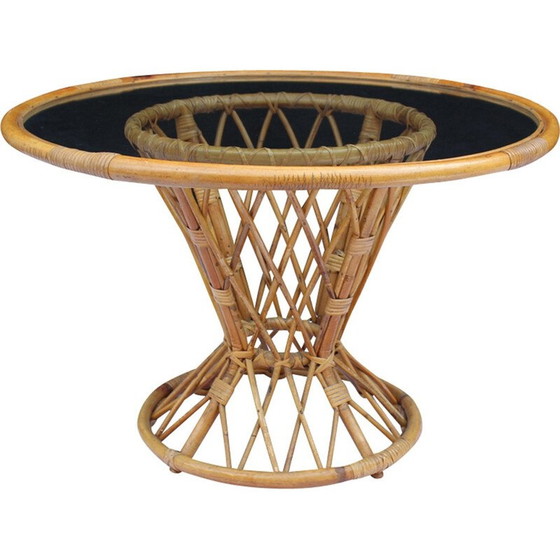 Image 1 of Vintage Beistelltisch aus Bambus und Glas - 1960er Jahre