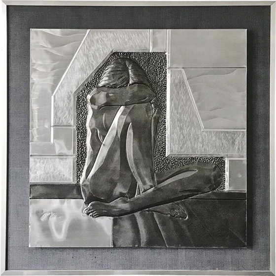 Image 1 of Vintage Hollywood Regency Wandtafel aus Metall von Peck Piñon, 1970