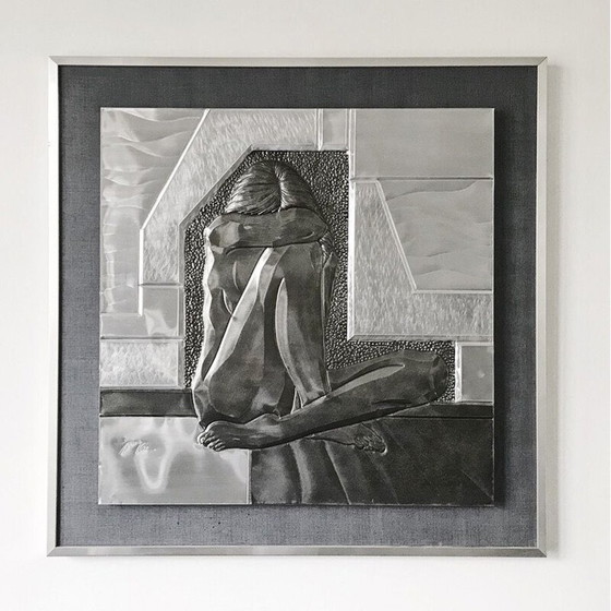 Image 1 of Vintage Hollywood Regency Wandtafel aus Metall von Peck Piñon, 1970