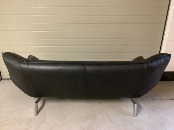 Image 1 of Leolux 3-Sitzer-Sofa Tango, Schwarzes Senso-Leder, Füße Alu