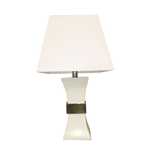 Vintage-Tischlampe aus Keramik und vergoldetem Messing von Gabriella Crespi, Italien 1970