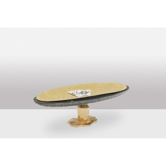 Image 1 of Vintage-Schale "Pitoin" aus Schiefer und gehämmertem Messing, Frankreich